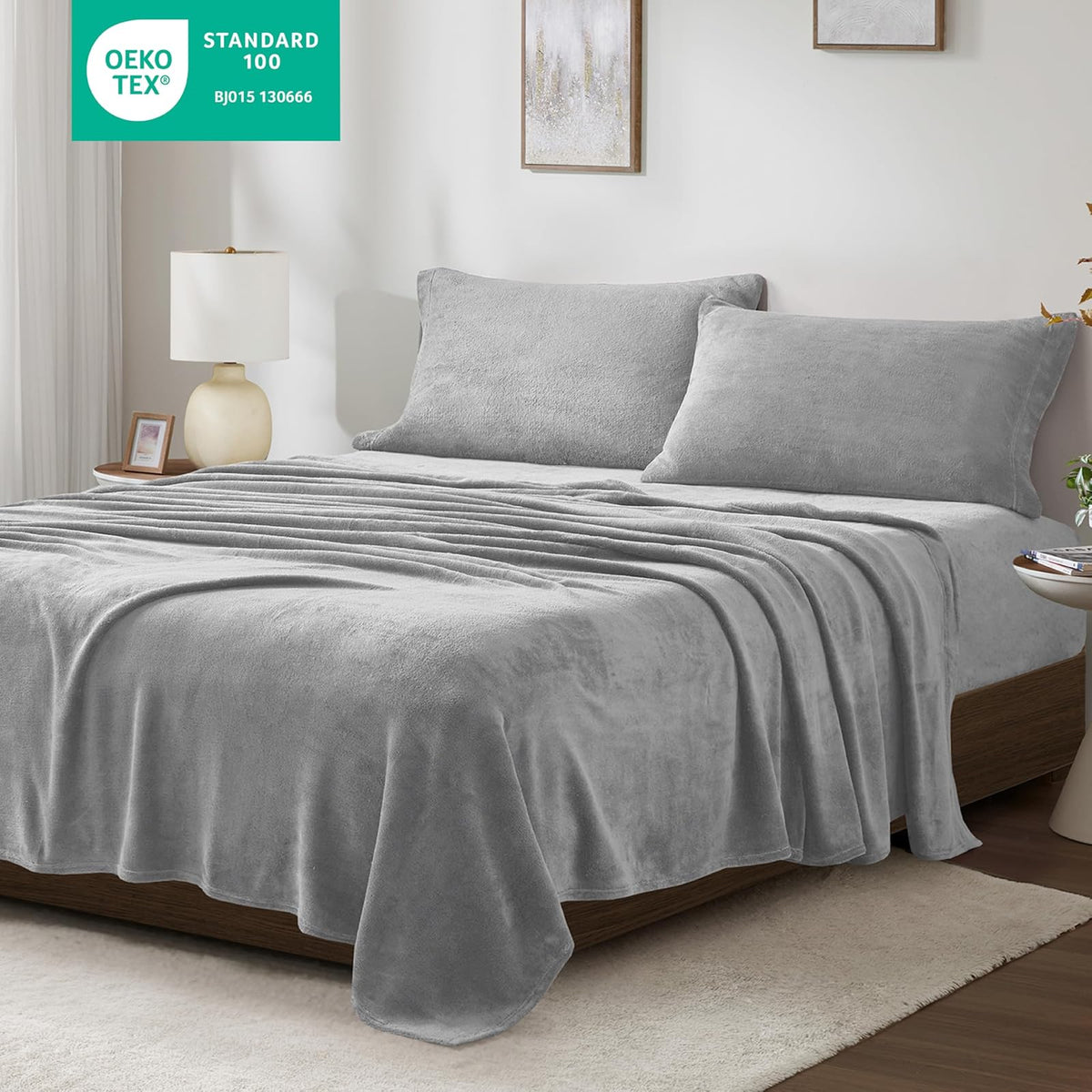 Sleep Philosophy True North Soloft Juego de Sábanas | Gris, individual, 4 piezas, felpa resistente a arrugas, bolsillo profundo 14 pulgadas