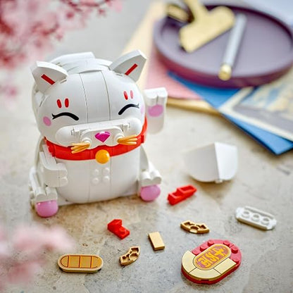 LEGO Gato de la Buena Suerte Kit de construcción y Pieza Decorativa de la Buena Suerte con una Figura Que invita a Entrar 40813