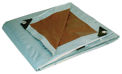 Dry Top 212204 Toldo Reversible de Trabajo Pesado, tamaño Completo 3.65 m x 6 m, Polietileno de 10-mil, Plateado/marrón