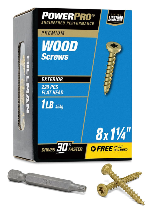 Hillman 48594 Power Pro Premium Tornillo para madera exterior, 20.32 cm x 3.17 cm, 0.45 kg, 20 x 3.17 cm