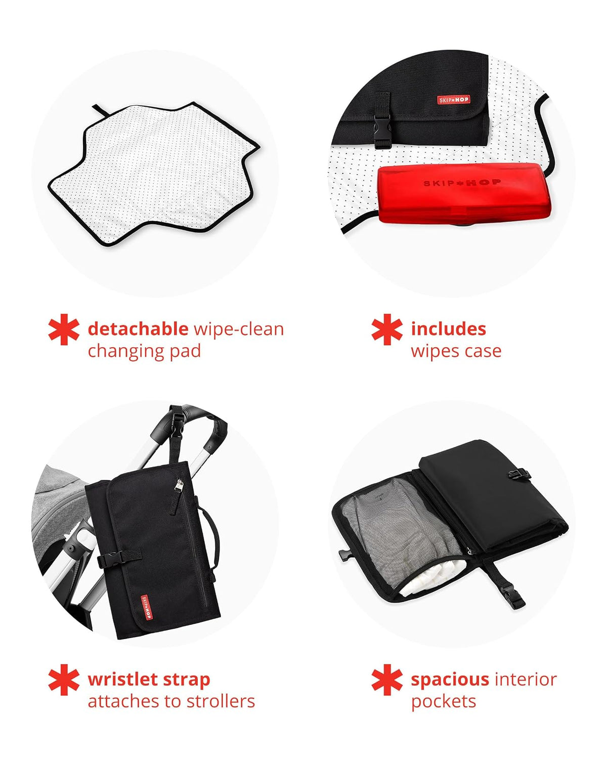 Skip Hop Cambiador Portátil Para Bebé: Cambiador Pronto Wipe Clean Con Dispensador De Toallitas