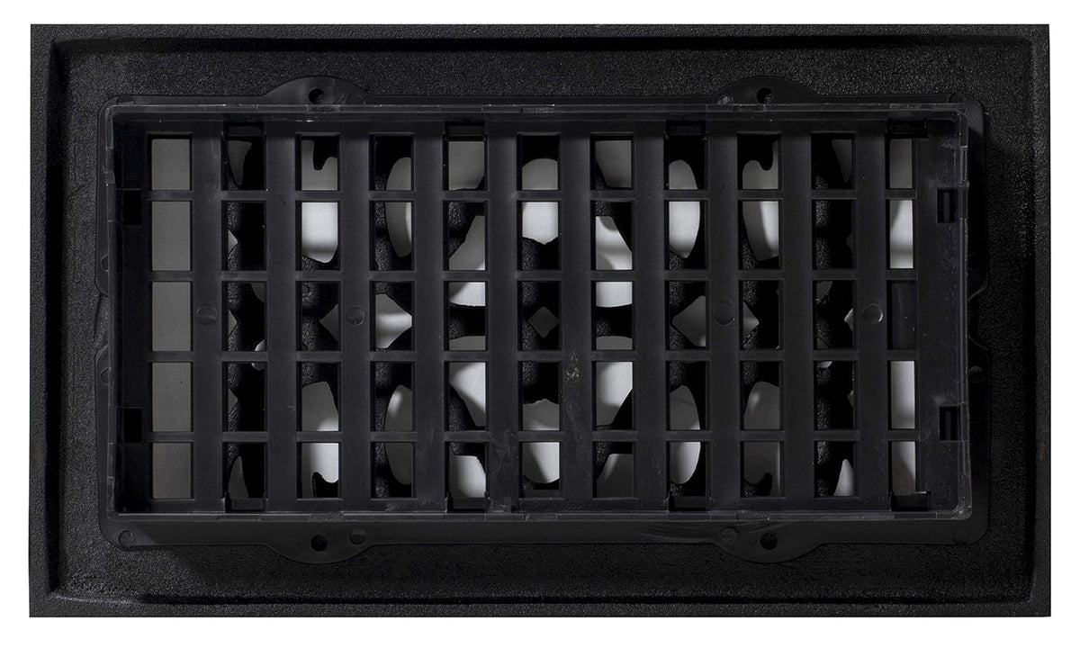 Decor Grates AC408-BLK - Registro victoriano para piso, 4 x 8 pulgadas, hierro fundido, negro