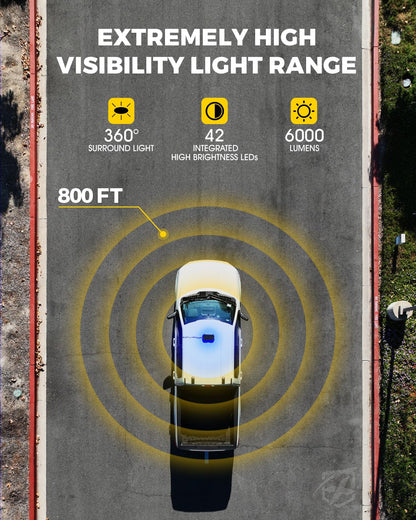 Xprite - Luces LED azules para techo, luz estroboscópica, base magnética, advertencia de peligro, tráfico, precaución, barra de luz policial, 38 modos de parpadeo, controlador, para camiones, bomberos
