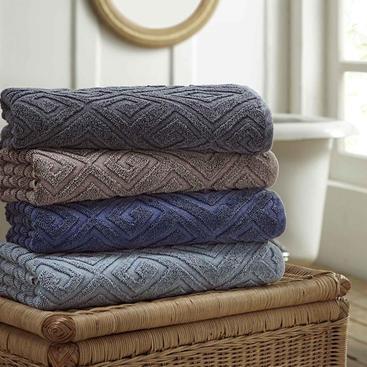 Amrapur Overseas | Deco Diamond 2 Pack Denim Lavado Toalla de baño (Mocha)