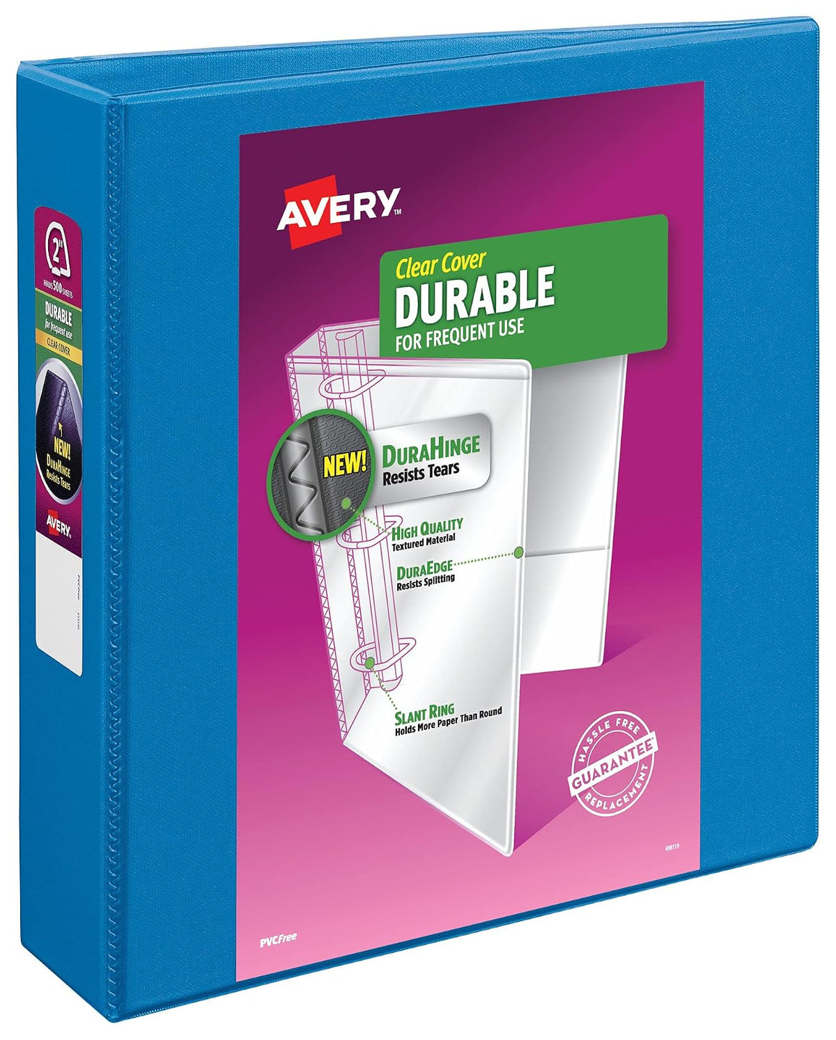 Avery Carpeta durable con vista y anillo inclinado, 5cm | Para uso diario, en el hogar y en la oficina, columna vertebral DuraHinge, bordes resistentes a las roturas - 5 cm - Azul