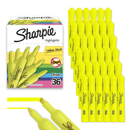 Sharpie Accent Marcatextos Tank-Style, 6-Pack, colores surtidos (25076), Amarillo fluorescente