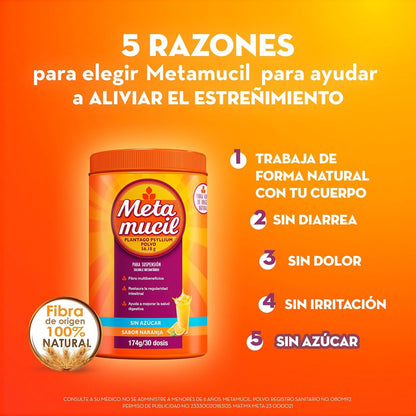 Metamucil Fibra Sabor Naranja 30 dosis