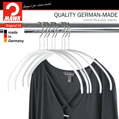 MAWA por Reston Lloyd Euro Series Ultra luz/Thin Antideslizante Space-Saving Clothes colgadero con Bar y Ganchos para Pantalones y Faldas, (Top Hanger), Blanco, 1
