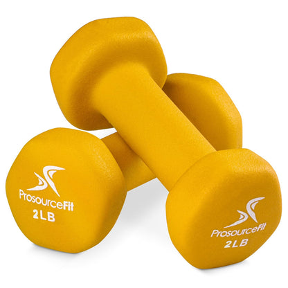ProSourceFit Set de 2 Mancuernas de Neopreno, 1-12 lb - ProSource Discounts Yellow-2lb - Amarillo
