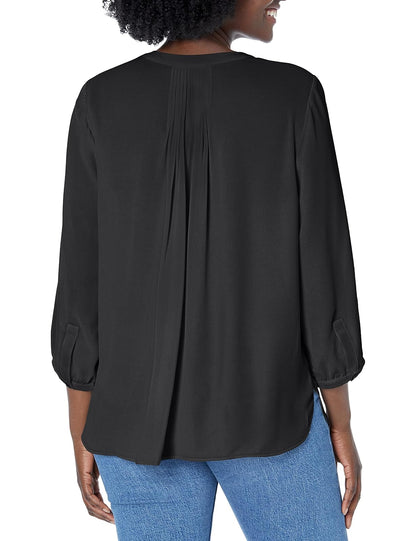 NYDJ Women's 3/4 Sleeve Pintuck Blouse