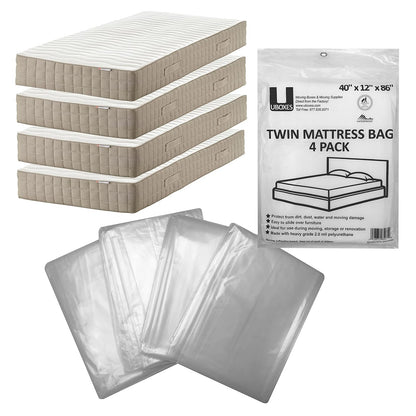 4 Twin Size Mattress Covers / bags 40" x 12" x 86" (2 Sets of 2) for Box Spring & Mattress