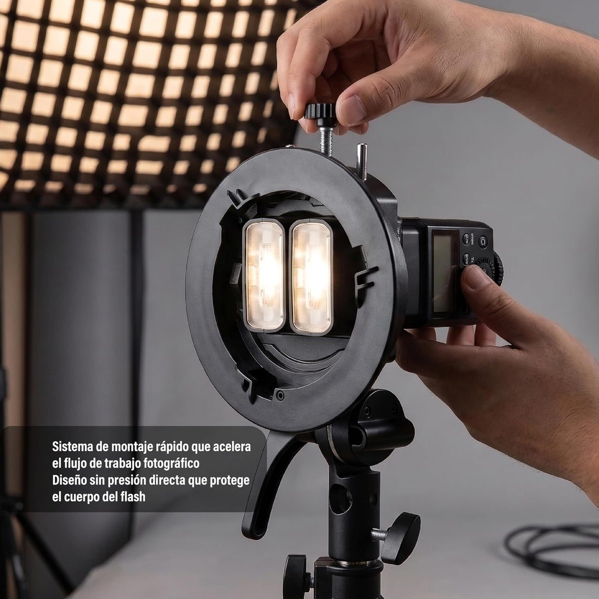 Godox Soporte para Flash S-Type S2 con Montura Bowens, Adaptador Ajustable para Speedlite, Softbox, Reflector, Snoot y Paraguas, Compatible con Flash de Cámara y AD400Pro