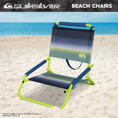 Mirabellini Quiksilver Silla de Playa Baja Plegable | Ligera, portátil, con correa de transporte, para playa, patio, camping, eventos