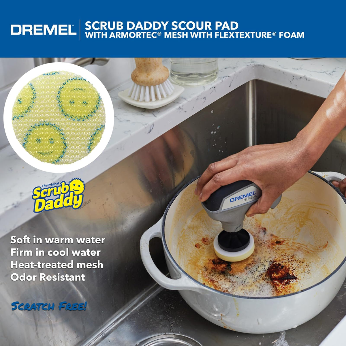 Dremel Versa - Paquete de 5 Almohadillas para Orejas de Limpieza para papás, Paquete Variado para Limpieza de múltiples Superficies, para Uso en Cocina, hogar y baño, Compatible con la Herramienta de