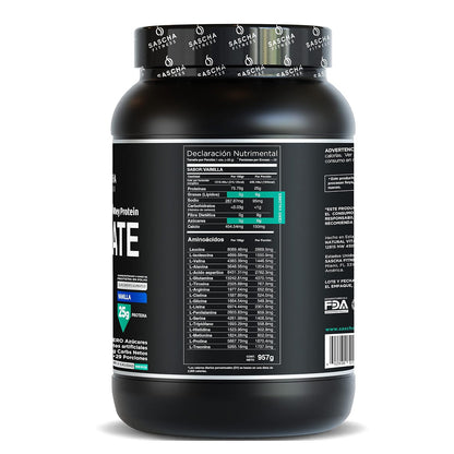 Sascha Fitness Suplemento Alimenticio Proteína sabor Vainilla, 907 gr