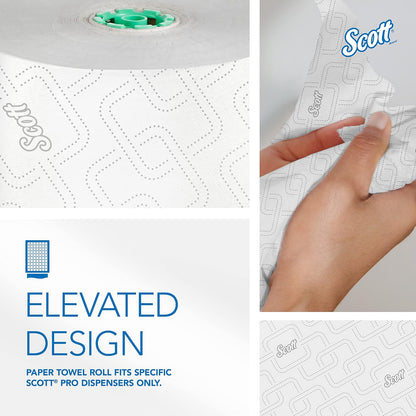 Scott Professional - Toallas de papel de rollo duro de alta capacidad, a granel (25700), enrolladas duras, diseño elevado, bolsillos de absorbencia, blanco, para dispensadores de núcleo verde