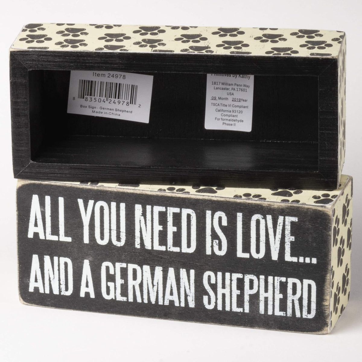 Primitives by Kathy Letrero de Caja, A Dog Doesn´t Care, Pastor alemán, German Shepherd, 6" x 2.50", 1