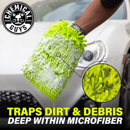 Chemical Guys Chenille Premium Manopla de Microfibra antiarañazos, Ideal para Automóviles, Camiones, todoterrenos, vehículos recreativos y más, Verde