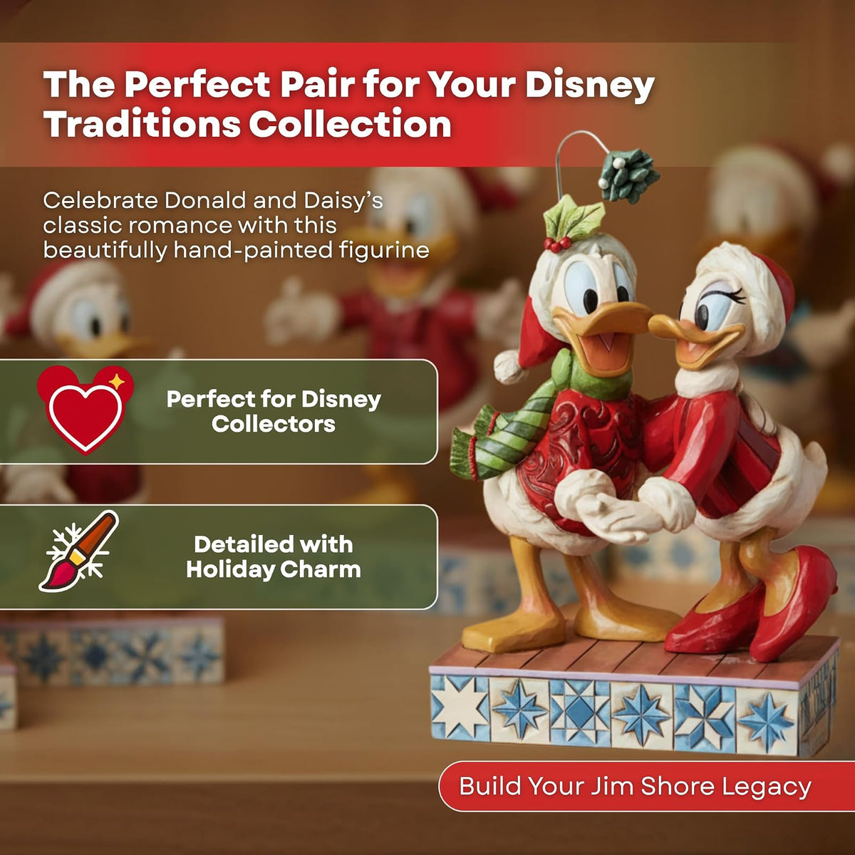 Enesco Disney Traditions Collection by Jim Shore Donald and Daisy Duck - Figura de muérdago de Resina de Piedra Pintada a Mano Coleccionable, Cifras de Disney para decoración del hogar, 6.13 Pulgadas