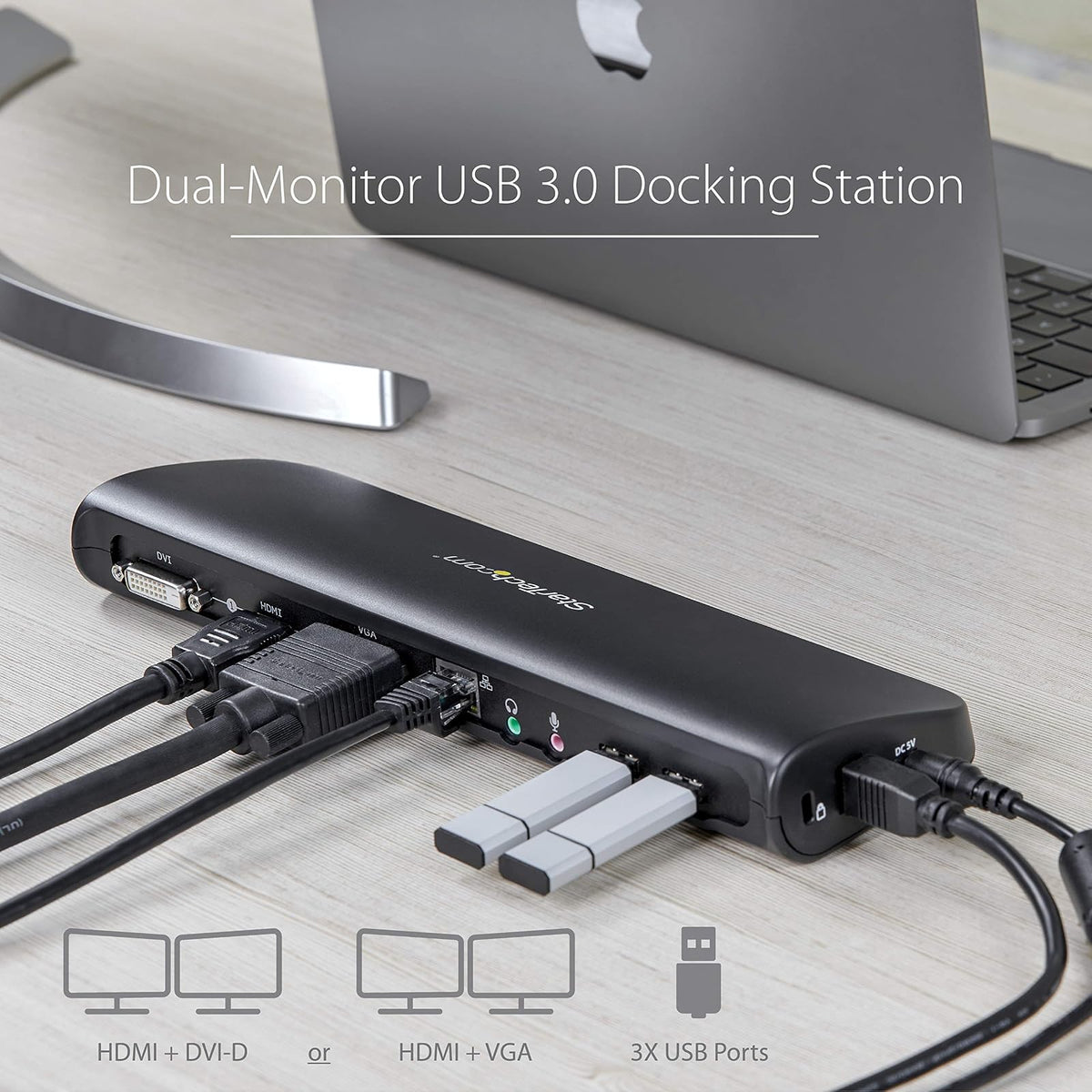 Replicador de Puertos Port Replicator Universal USB 3.0 para PC Portátil DVI HDMI VGA Audio Ethernet - Docking Station