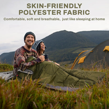 Elevon - Saco de Dormir para Adultos, Adolescentes, niños, Clima frío y cálido, portátil, Impermeable y Ligero, Compacto con Saco de compresión, para 3 a 4 Estaciones de Camping, mochileros,