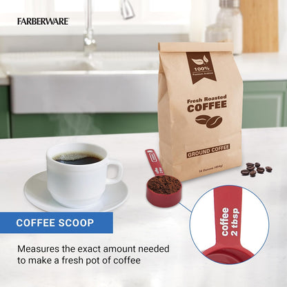 Farberware 5216439 Professional Plastic Measuring Cups with Coffee Spoon, Set of 5, Assorted Colors