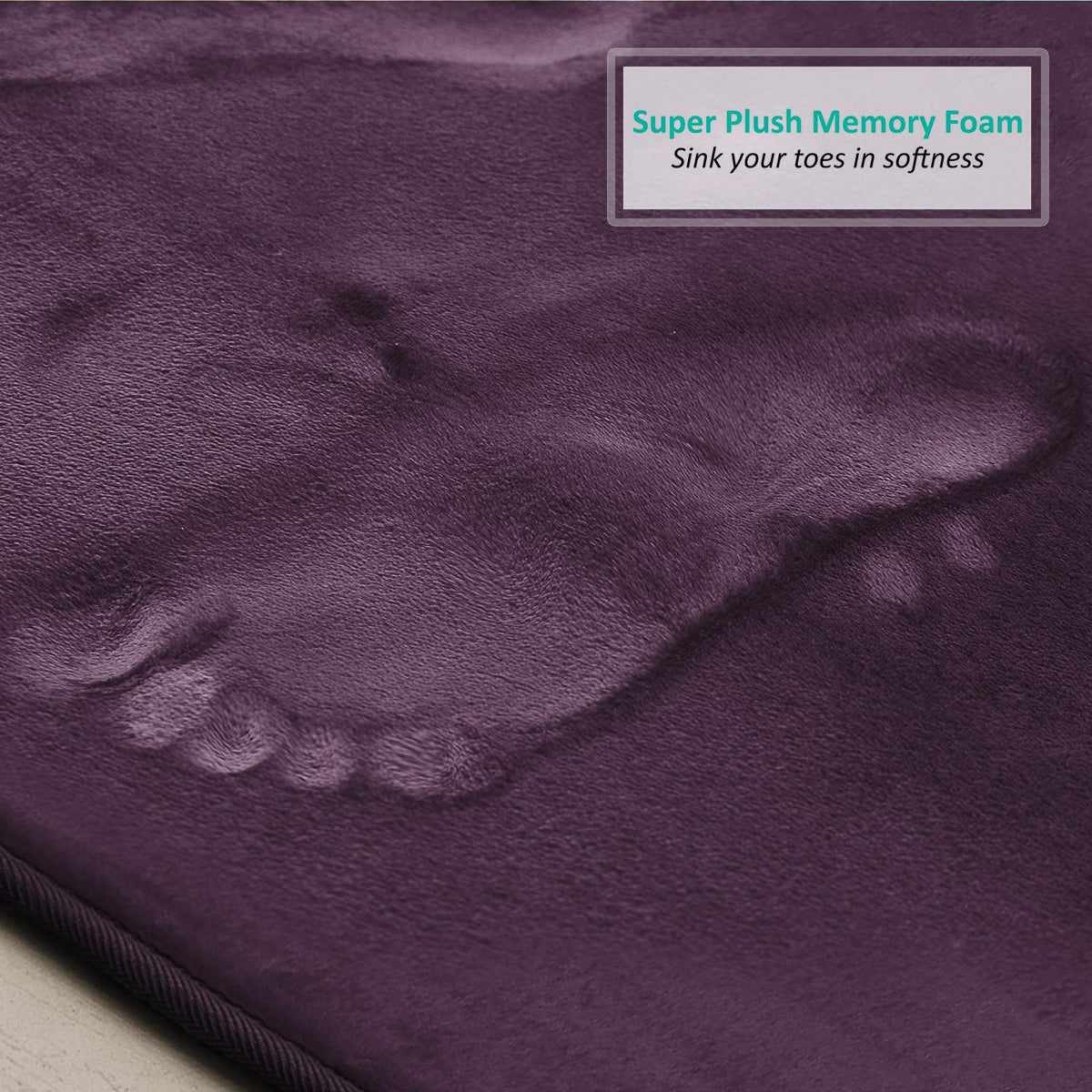 Clara Clark - Juego de 2 Alfombrillas de baño de Espuma viscoelástica de Terciopelo para baño, Antideslizantes, con Respaldo de PVC, Lavables, se Seca rápidamente, Color Morado