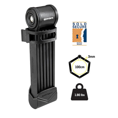 Kryptonite Keeper - Candado Plegable para Bicicleta, 2.75 pies, Compacto, Ligero, de Alta Seguridad, antirrobo, Plegable, con 2 Llaves y Soporte para eléctricas, Scooter, Carretera,