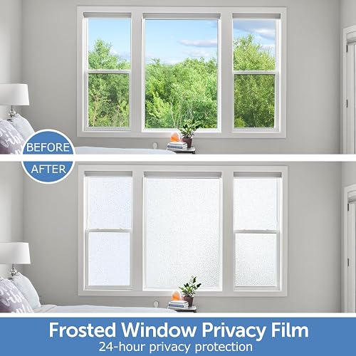 HIDBEA Película de privacidad para ventana esmerilada, no adhesiva, calcomanías de vidrio estáticas, bloqueo solar y UV, control de calor, calcomanías para cubierta de puerta para oficina en casa, 23.6 x 157.5 pulgadas