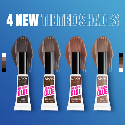 NYX Professional Makeup The Brow Glue Gel fijador de cejas Tono Med Brown, 5gr - Dura hasta 16H, no pegajoso, sin transferencias, a prueba de agua y sin residuos, cejas definidas, fórmula vegana
