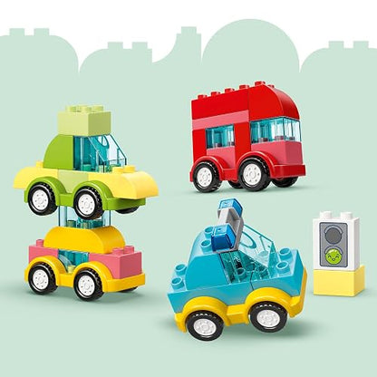 LEGO Duplo Mi Primer Vehículos Creativos – Juguete de Aprendizaje – Auto, Helicóptero, Camión y Camión de Bomberos Que se Convierten en Más Vehículos – Desde 18 Meses – 10474