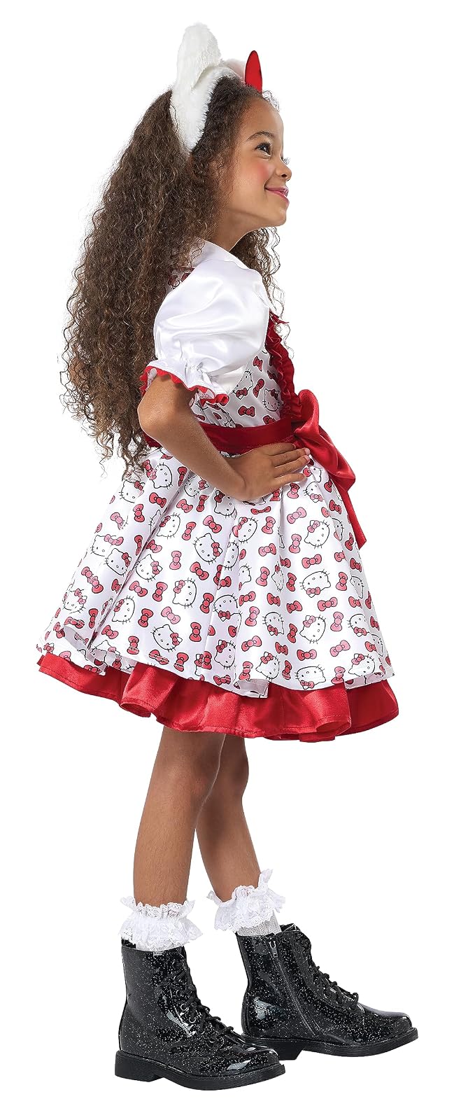 California Costumes Hello Kitty - Vestido de fiesta clásico, niño, mediano, blanco/rojo