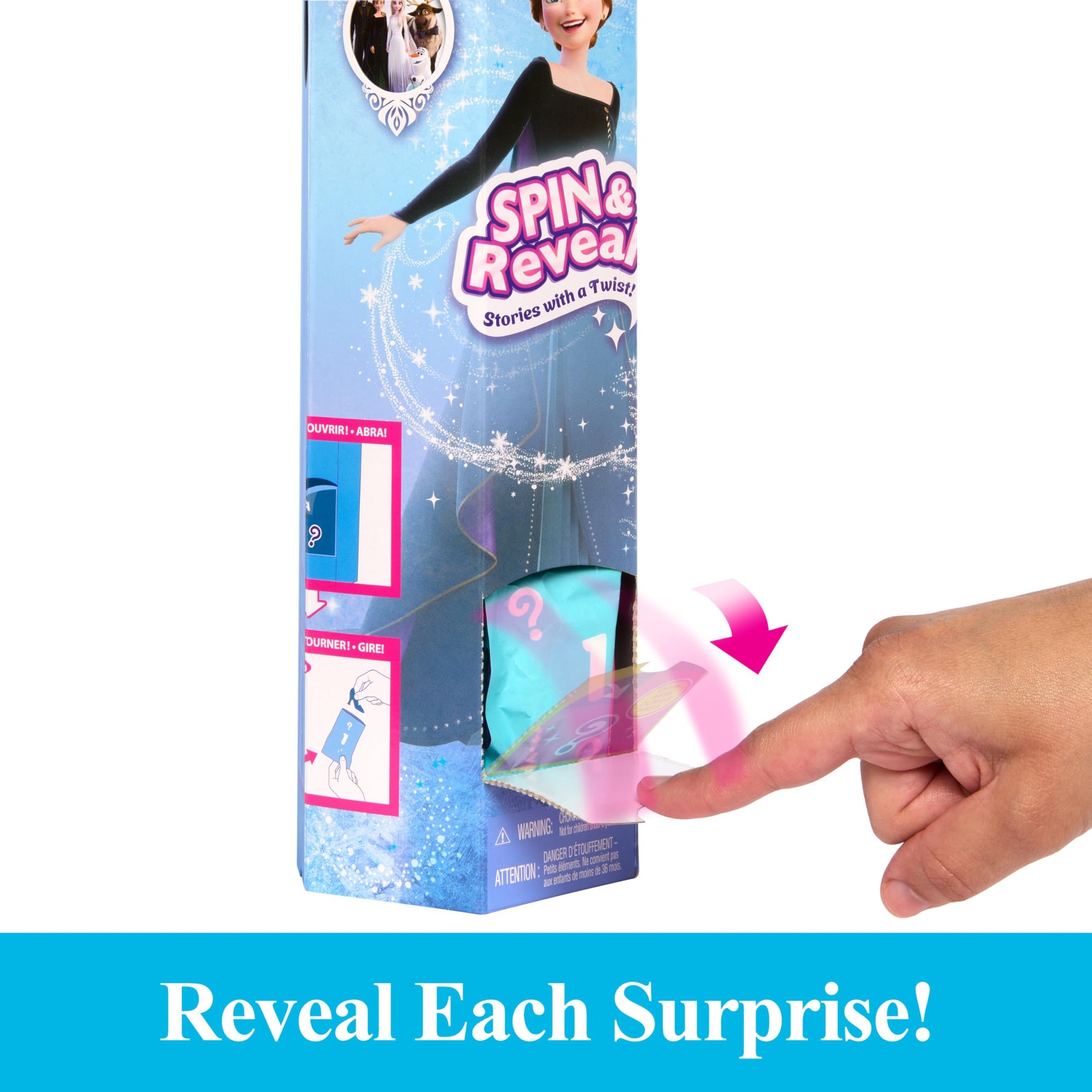 Mattel Disney Frozen Anna - Juego de muñecas de Moda, Girar y revelar con 11 sorpresas, Incluyendo 5 Accesorios, 5 calcomanías y Escena de Juego, Inspirado en la película