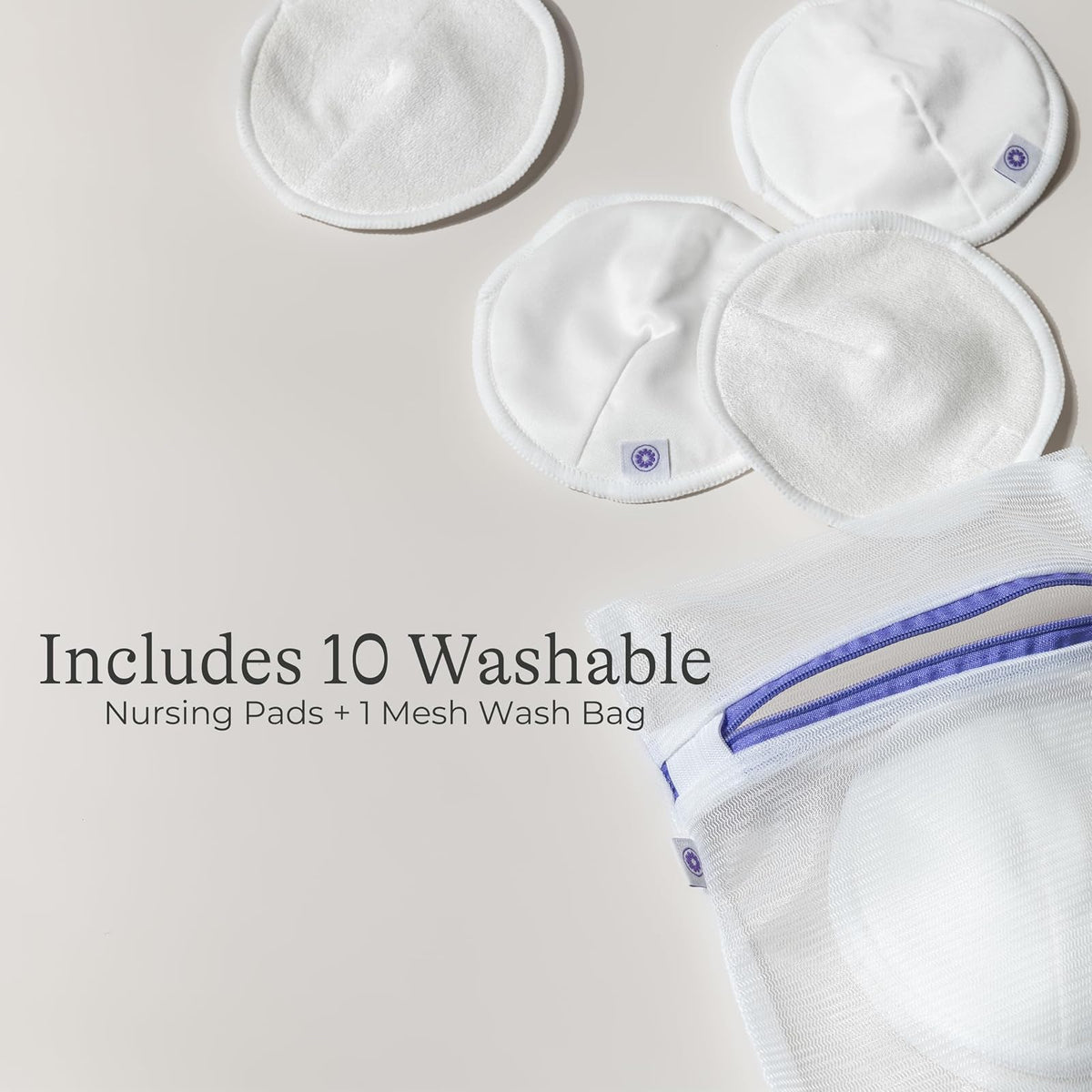 Lansinoh - Pads de Lactancia Lavables, Hechos con Viscosa de Bambú Orgánico, con Bolsa de Lavado, 10 Unidades