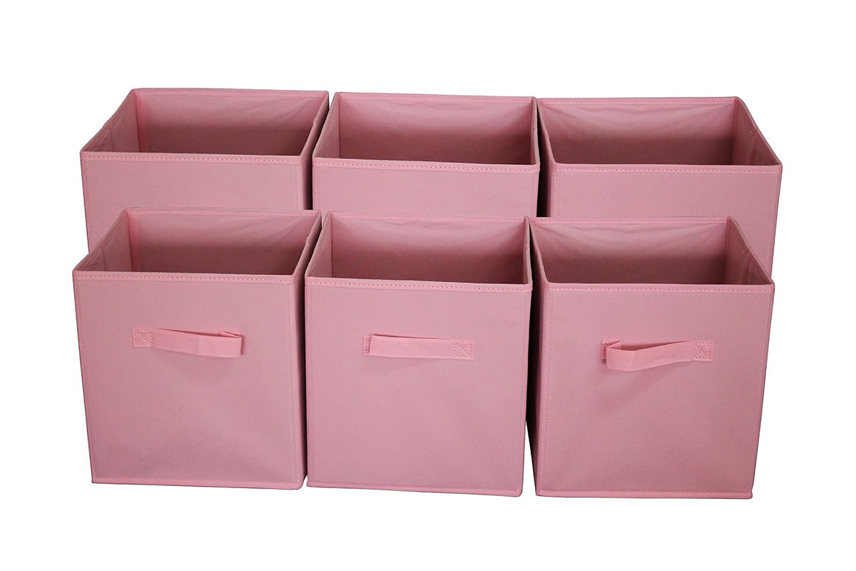 Sodynee - Cestas organizadoras plegables de tela en forma de cubo, contenedores, cajones, paquete de 6, color rosa