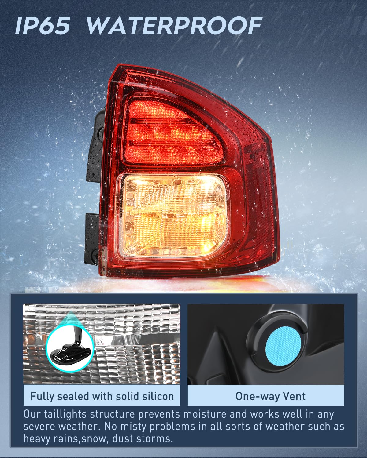 Nilight - Conjunto de luz trasera compatible con 2011 2012 2013 Jeep Compass luz trasera estilo OE lámpara de repuesto para lado del pasajero con bombillas