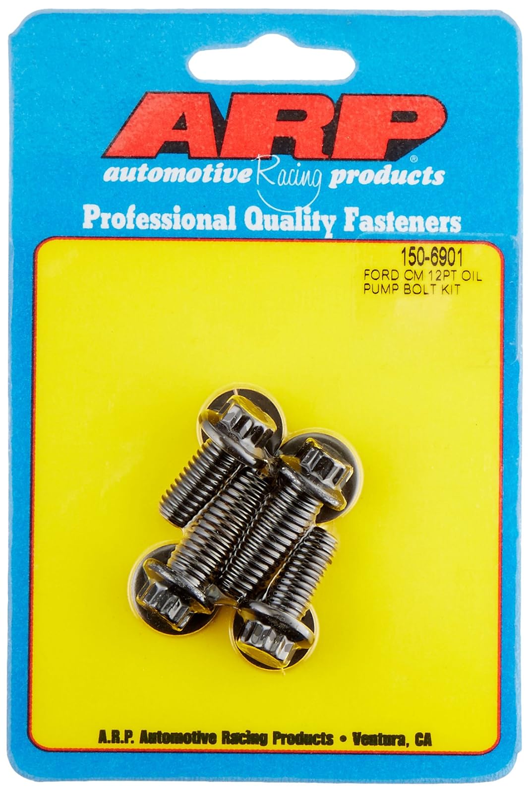 ARP Kit de Tornillos de Bomba de Aceite para Ford, Negro, Kit de 4 Piezas 3/8 y 5/16 Pulgadas, Estilo de 12 Puntos, Modelo 150-6901