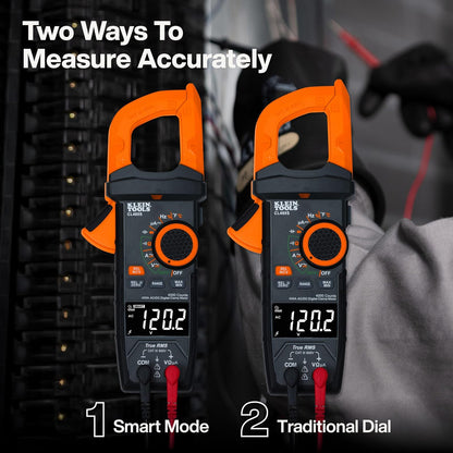 Klein Tools CL460S | Multímetro de gancho digital, de rango automático de 400A AC/DC con TRMS, medidor de voltaje con visualización retroiluminada.