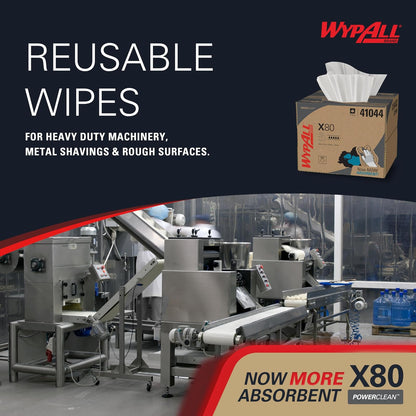 Wypall X80 Reusable Wipes (41044), Extended Use Wipers BRAG Box Format, White, 160 Sheets / Box; 1 Box / Case