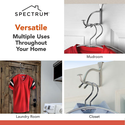 Spectrum Diversified Designs - Soporte y gancho, extensor sobre la puerta, recámara y lavadero, estante de secado para colgar ropa, chapado en cromo