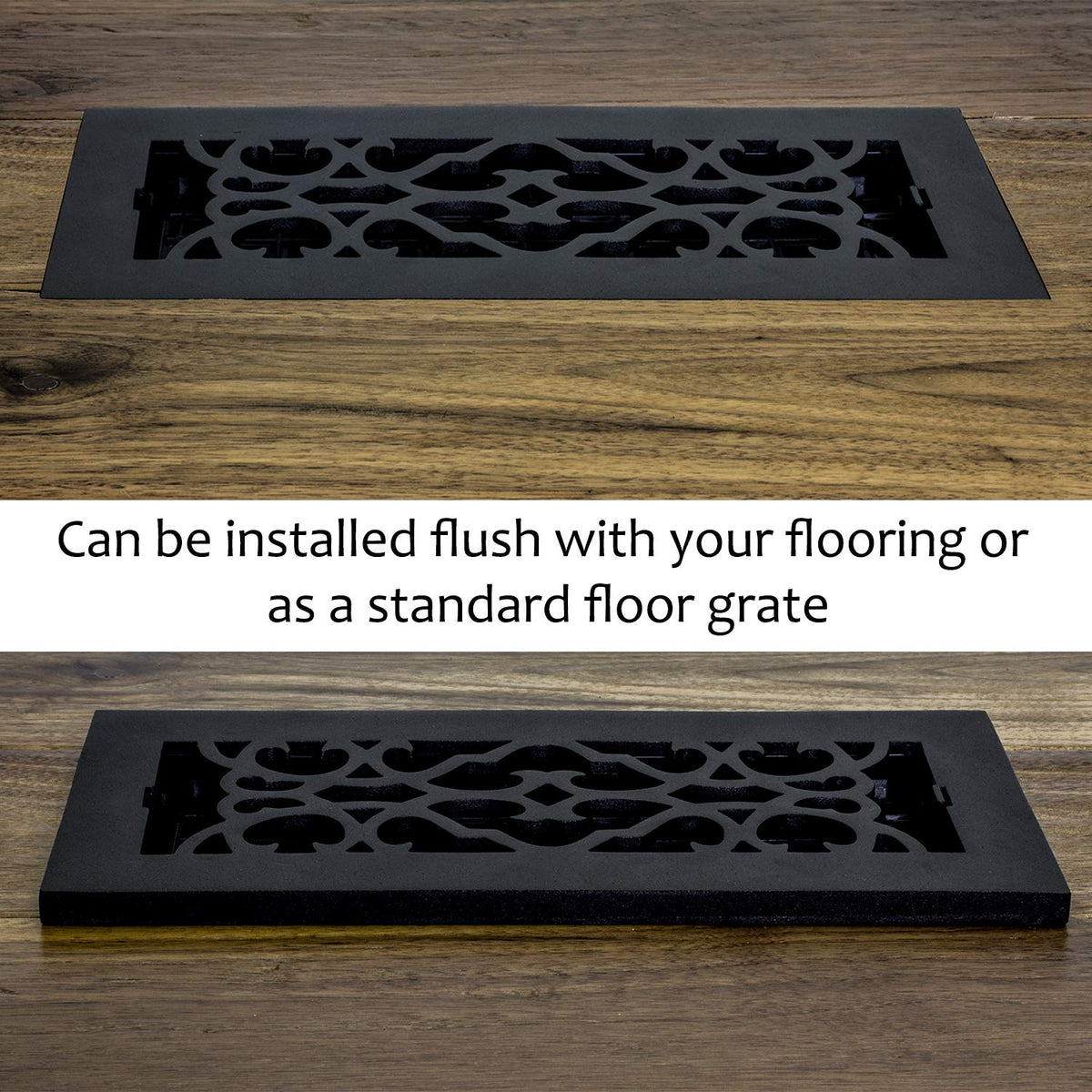 Decor Grates AC408-BLK - Registro victoriano para piso, 4 x 8 pulgadas, hierro fundido, negro