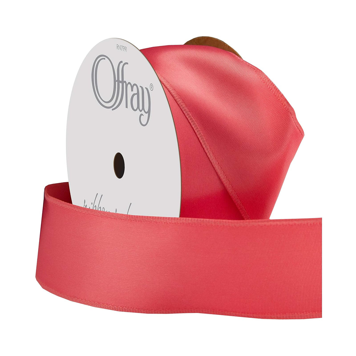 Berwick Offray - Cinta de satén de una cara de 1.5 pulgadas, color rosa coral, 25 yardas