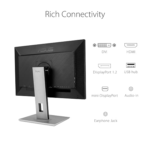 Asus Monitor ProArt 27" PA278QV, WQHD (100% sRGB, IPS, DisplayPort, HDMI, DVI-D, Mini DP, Verificado por Calman, Eye Care, pivote de inclinación, Altura Ajustable)
