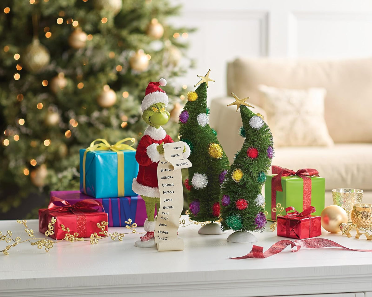 Department 56 Possible Dreams Dr. Seuss Grinch Holding Nice List Figurine, 12 Pulgadas, Multicolor