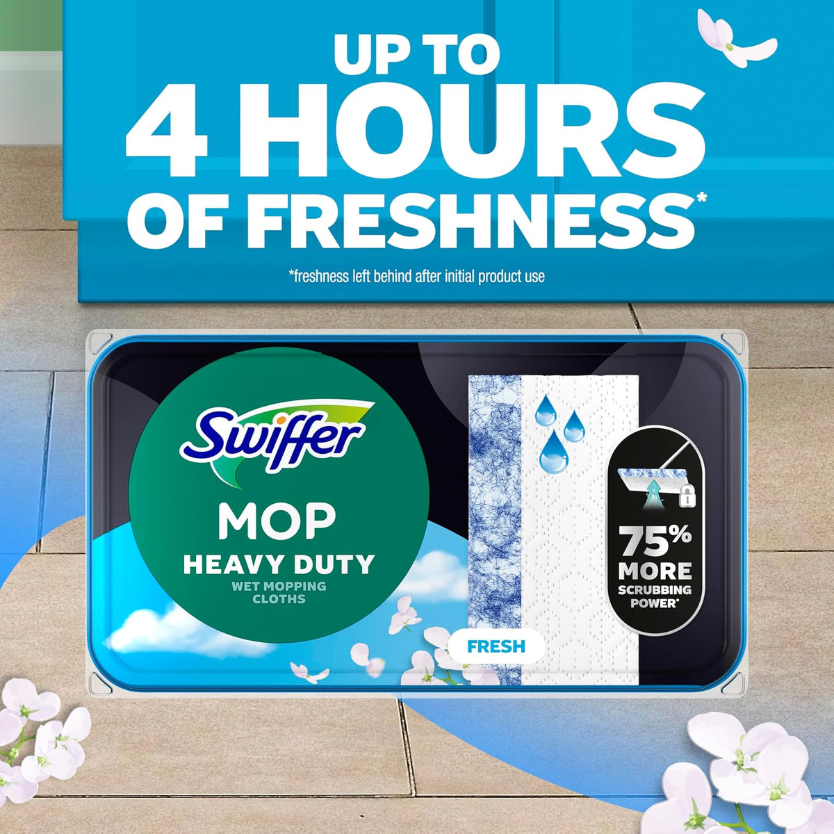 Swiffer Sweeper Heavy Duty Wet Mopping Cloths Multi Surface Refills, Open Window Fresh, 20Count