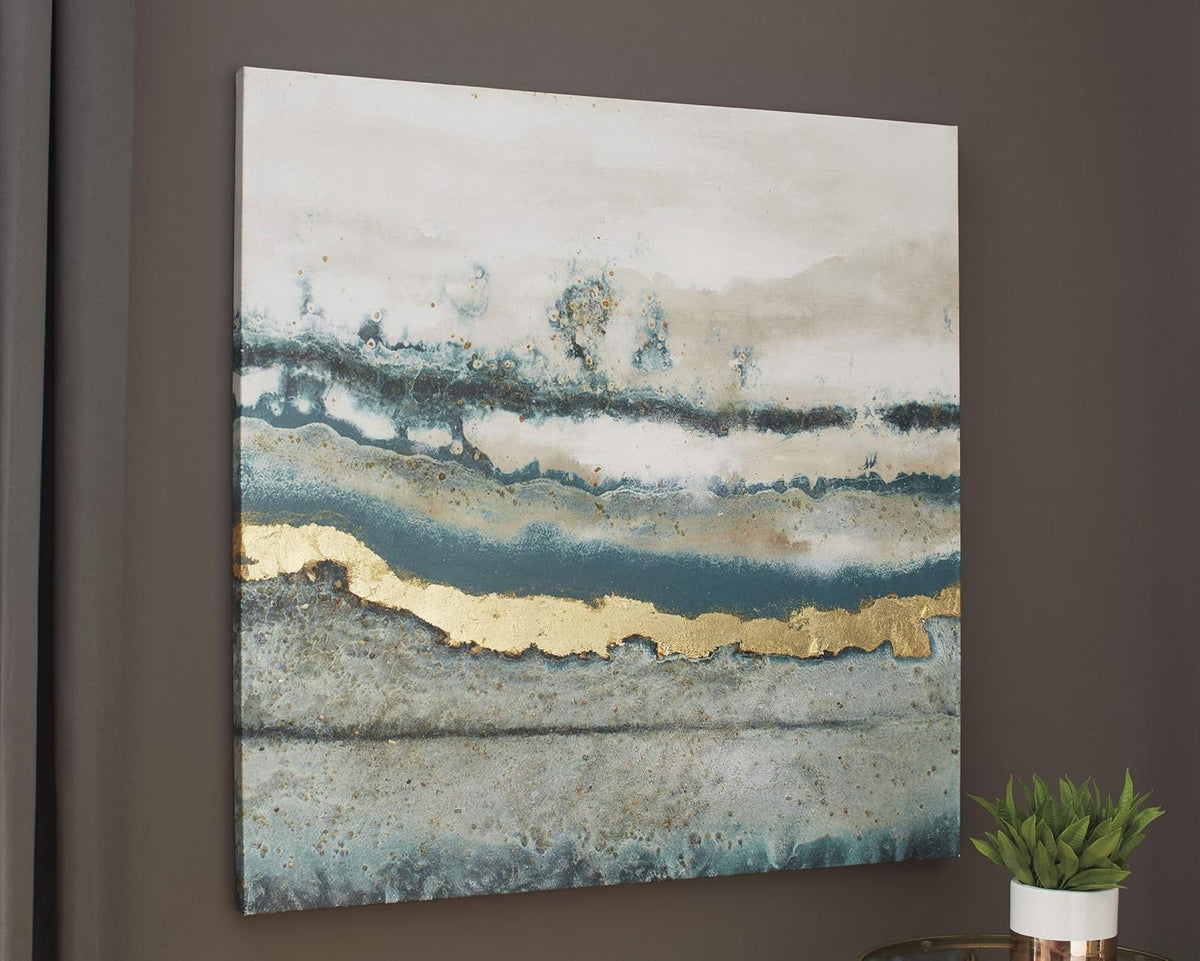 Signature Design by Ashley Furniture Signature Design Praveen Abstract Wall Art – Contemporáneo – Abeto azul y blanco