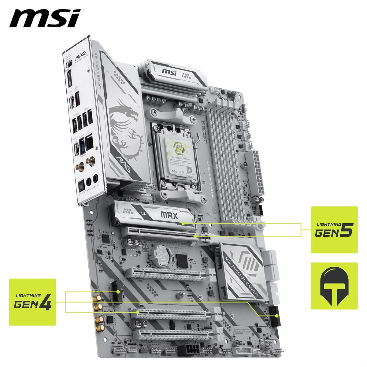 MSI mag B850 Gaming Plus MAX WiFi Motherboard, ATX - Compatible con procesadores AMD Ryzen 9000/8000/7000, AM5, DDR5 Memory Boost (hasta 8200+ MT/s OC), PCIe 5.0 x16, M.2 Gen5, Wi-Fi 7, 5G LAN