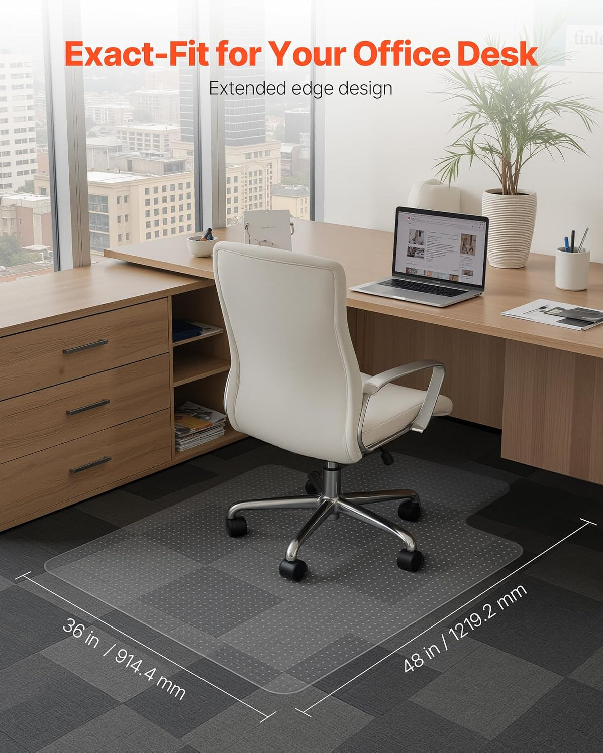 VEVOR Alfombra Protectora para Suelos Alfombrados 1219,2 x 914,4 mm Alfombrillas de Pet para Silla de Oficina Antideslizante Fácil de Limpiar Deslizamiento Suave para Hogar, Oficina, Transparente