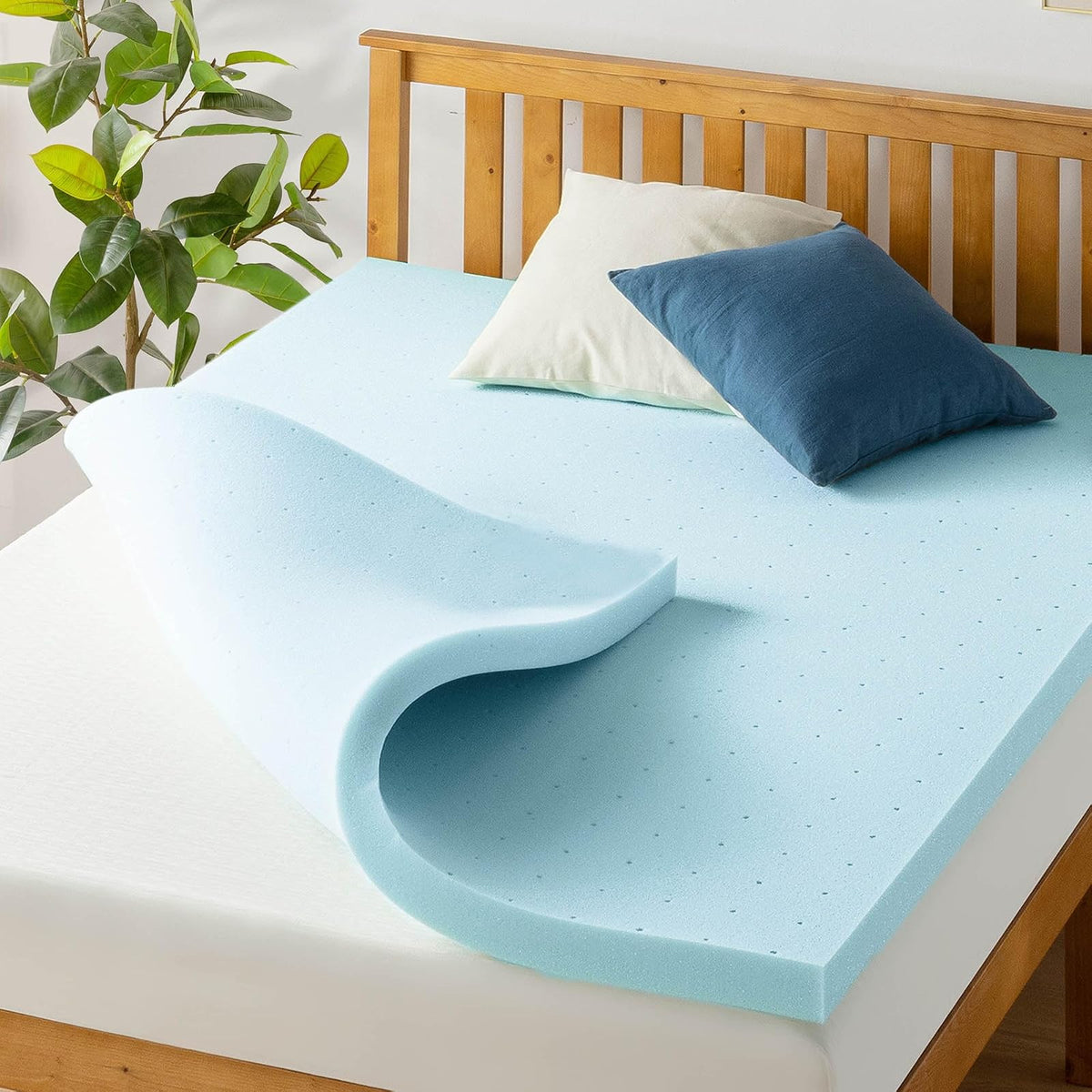 Best Price Mattress Colchón de Espuma viscoelástica de Gel de 6,35 cm, 6,3 cm, Azul, Queen, 1, 1