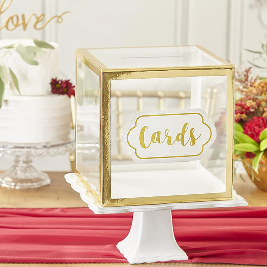 Kate Aspen - Caja para tarjetas de boda, talla única, transparente/dorado